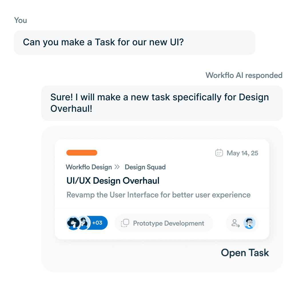 Workflo AI suggesting next steps on a task