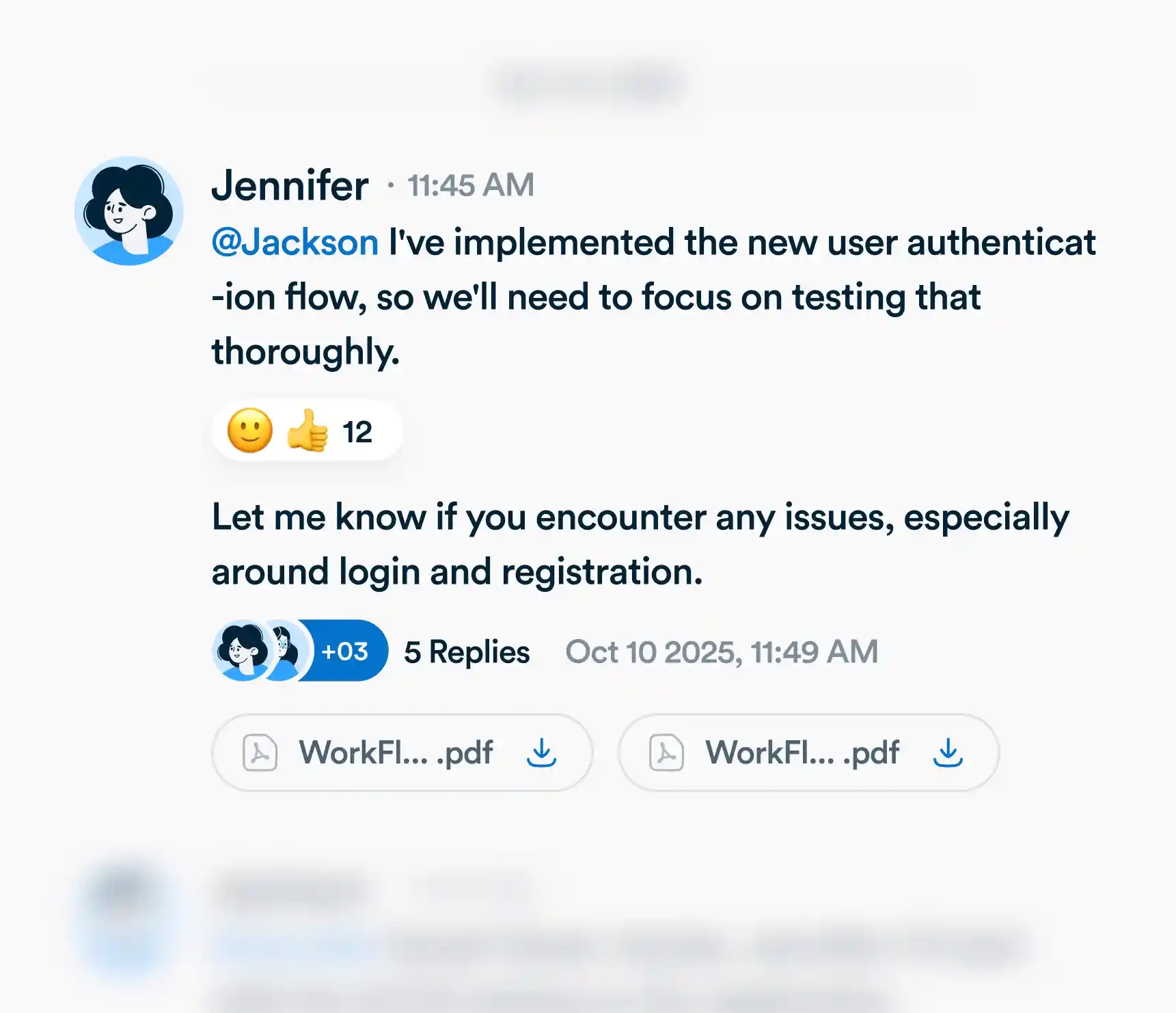 A Workflo direct message conversation