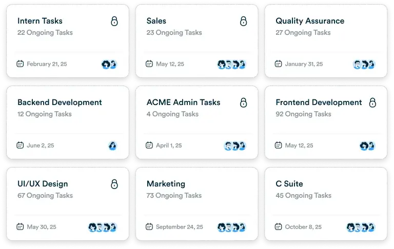 A Workflo task table with custom fields as columns
