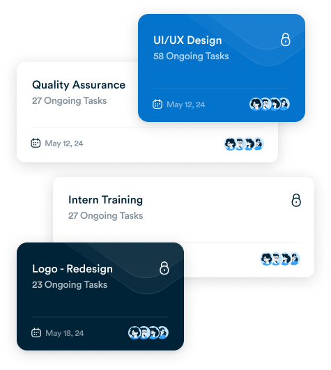 Workflo project cards showing ongoing task counts