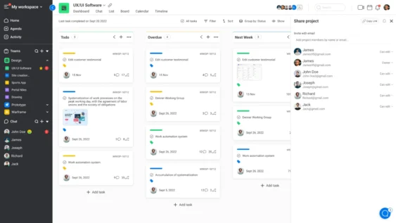 workflo kanban board project management with share feature
